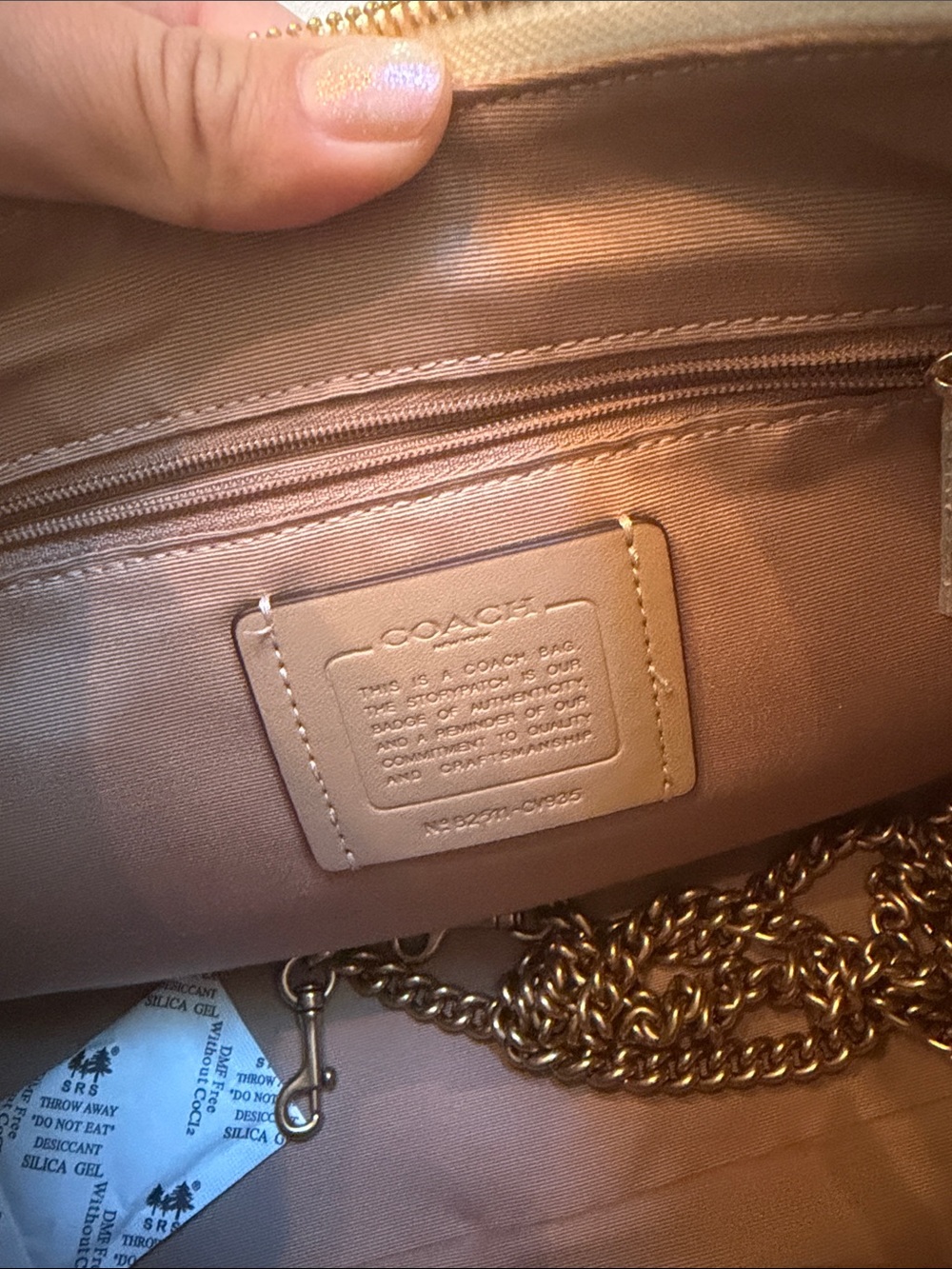 Coach Chalk Pebble Leather Shoulder Bag with Red Cherry Charm - Picture 9 of 11
